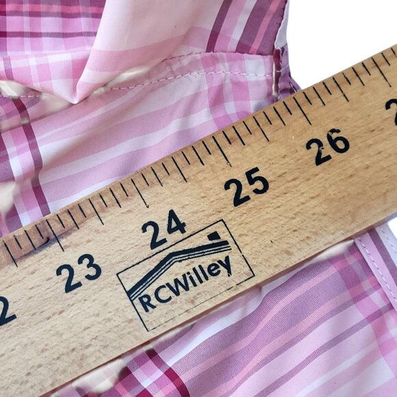 Eddie Bauer Womens Adventure Shirt XXL Pink Plaid Short Sleeve Button-Up Hiking - Picture 9 of 16